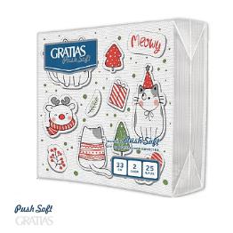 НГ Салфетки бумажные 2сл 33см 25л Gratias Push Soft Котики 2/56