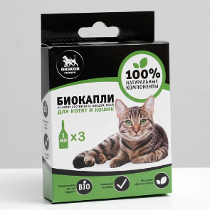 Капли "ПИЖОН Premium" от блох и клещей для котят и кошек до 10кг (3 пипетки по 1,0мл)