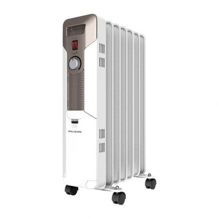 Масляный обогреватель WILLMARK WOR-2307 (1500В.,7 секц.,3 режима.,защ. от опр.,белый+серебр)