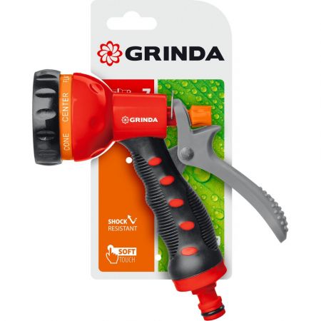 GRINDA  T-7, 7 режимов, курок сзади, пластиковый с TPR, поливочный пистолет (8-427185)