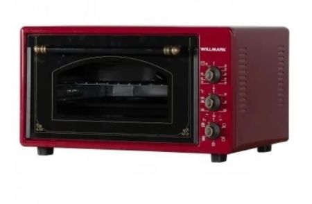Мини-печь WILLMARK WOF-365RG (36л,таймер,2 противня,решетка,ретро тёмно-красн.,1300Вт)