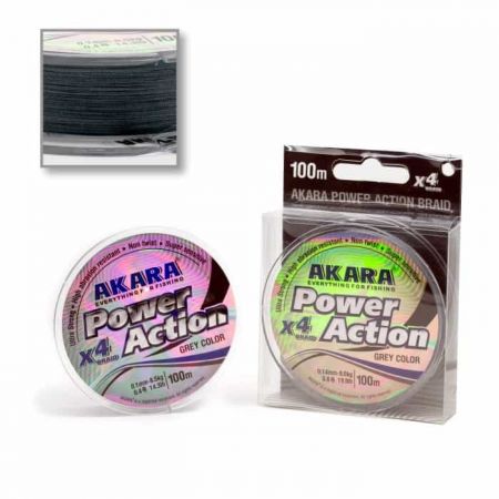 Шнур Akara Power Action X-4 Grey 100 м 0,08