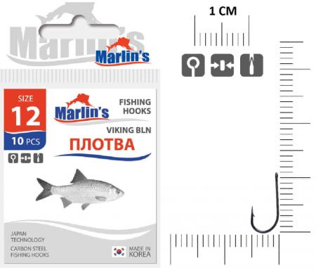 Крючок "Marlin's" ПЛОТВА VIKING BLN №12 уп.10шт. M115BLN-012
